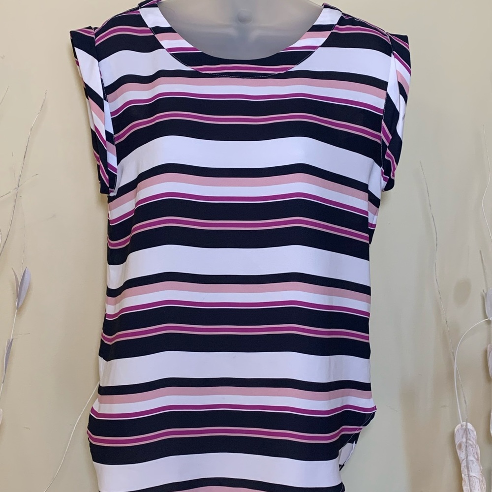 🌸Ann Taylor pink purple dark blue blouse size Sm